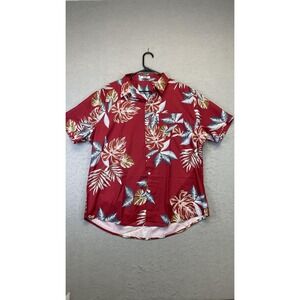 Coofandy Shirt Mens XL Red Hawaiian Aloha Short Sleeve Button Up Tropical Floral